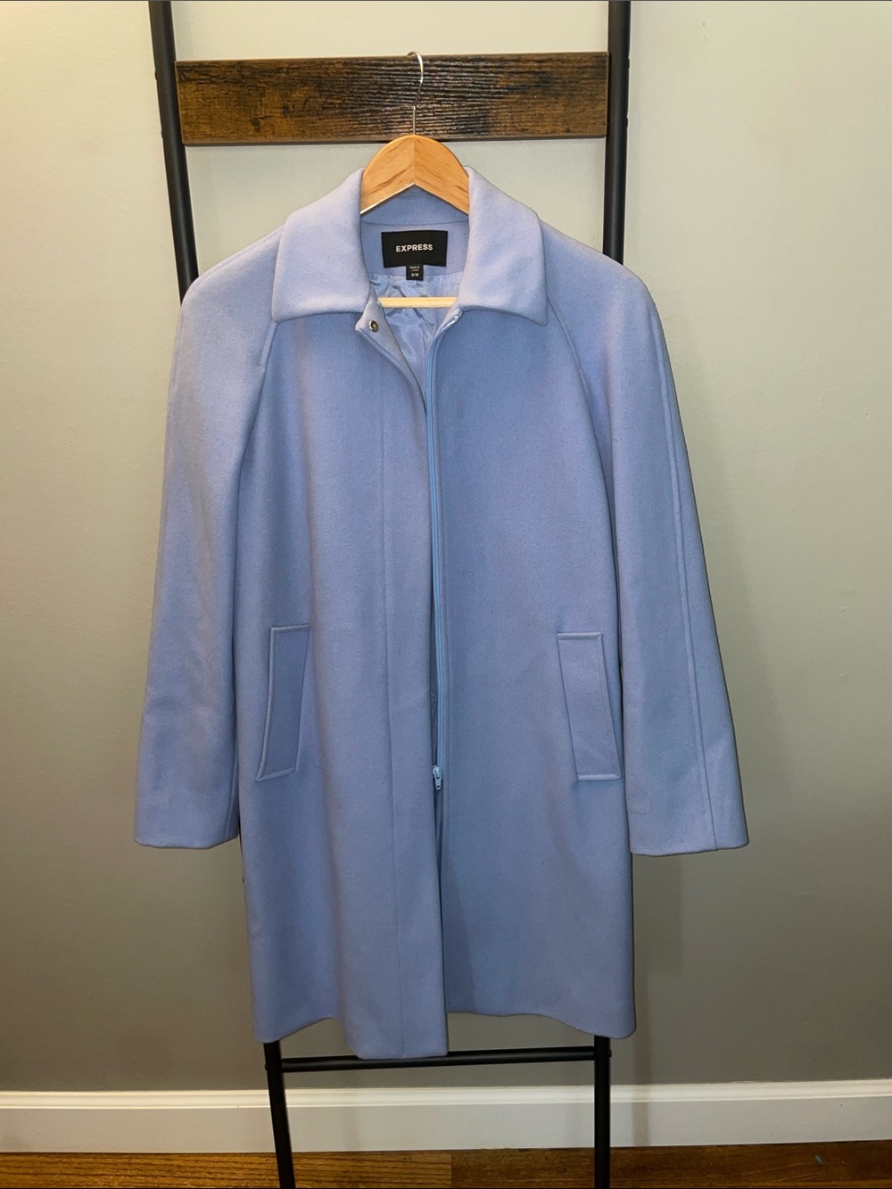 Women's Periwinkle Blue Wool Blend Coat